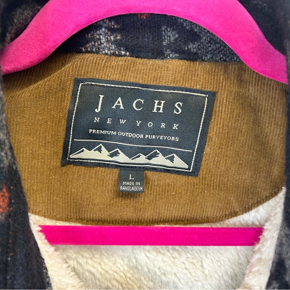 Jachs Mens L Black Gray Aztec Pattern Jacket Southwestern Ranch Cowboy Cabin - Picture 6 of 15